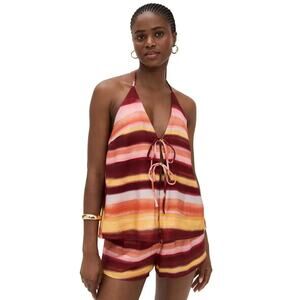 Seven Wonders Octavia Halter Top Zayna Orange Striped Boho Festival Vacation M